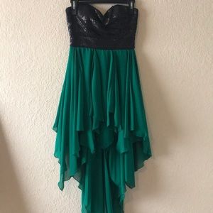 Green high low prom dress